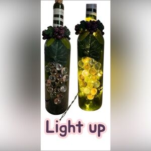 Wine bottle night light grape design green with multicolor beads 12.5” lights up